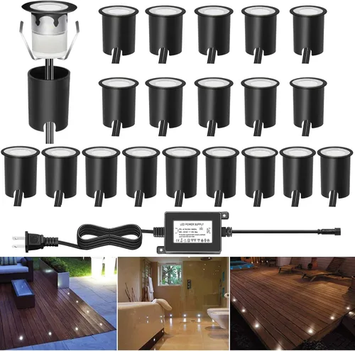 Vista 34 de Kits de luces LED empotrables para cubierta con carcasa protectora, iluminación LED de paisaje al aire libre IP67 impermeable, CC 12 V de bajo Azul