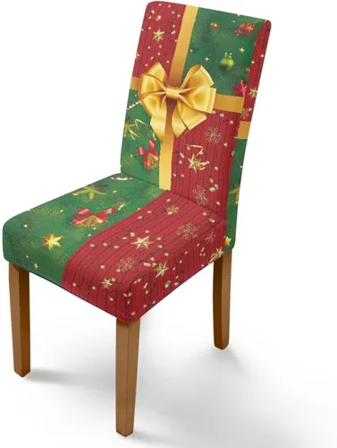 Vista 30 de Rnyleeg Fundas navideñas para sillas de comedor, fundas de asiento de comedor con estampado de campanas brillantes, juego de 1 funda suave y lavable