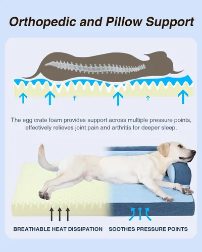 Vista 2 de KSIIA Cama Lavable para Perro XXL para Perros Mayores, Sofá Ortopédico para Mascotas, Cama de Mascotas Impermeable con Laterales, Cama Jumbo