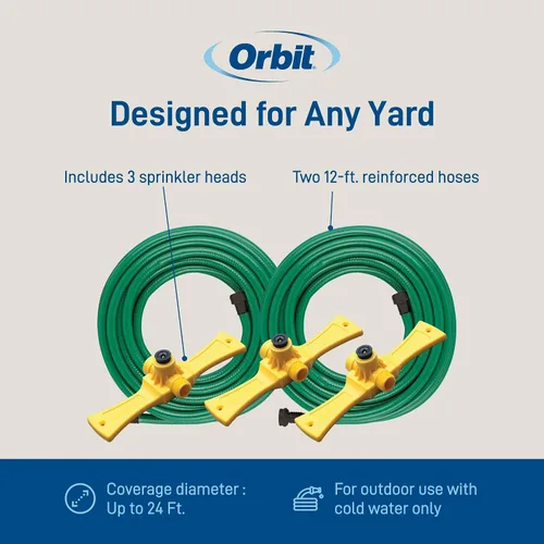 Vista 5 de Orbit - Sistema de riego de césped Port-a-Rain, kit automático de agua para plantas y jardín, 58092N, Verde
