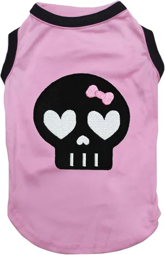Vista 4 de Petitebella Camisa negra para perro con cara de calavera (huesos, XS)