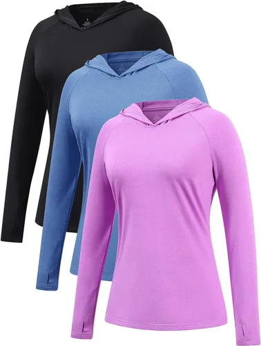 Vista 6 de Camisetas con capucha para mujer, con protección solar, ligeras, para pesca