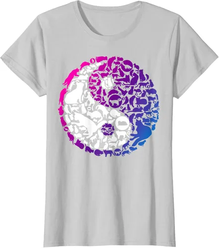 Vista 13 de Cute Kitty Cats and Zen Spirit Peace & Love Yin Yang - Camiseta de gato Negro