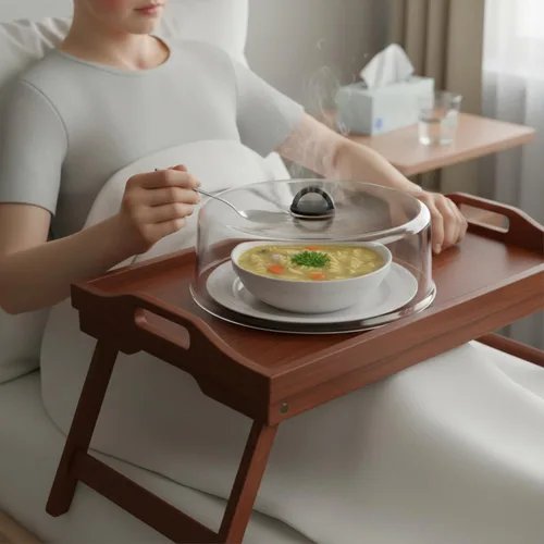 Vista 4 de Cubierta alta para placa de vidrio de borosilicato templado para microondas con mango de silicona negra de fácil agarre, sin ventilación