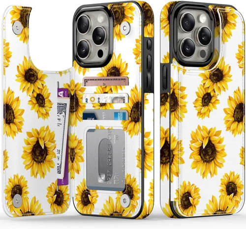 Vista 184 de FUNMIKO Funda tipo cartera para iPhone 15 con tarjetero + clip para efectivo, bloqueo RFID, protección contra caídas de grado militar y obras