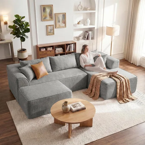 Vista 7 de Vesgantti 106" U Shaped Sectional Boneless Couch, No