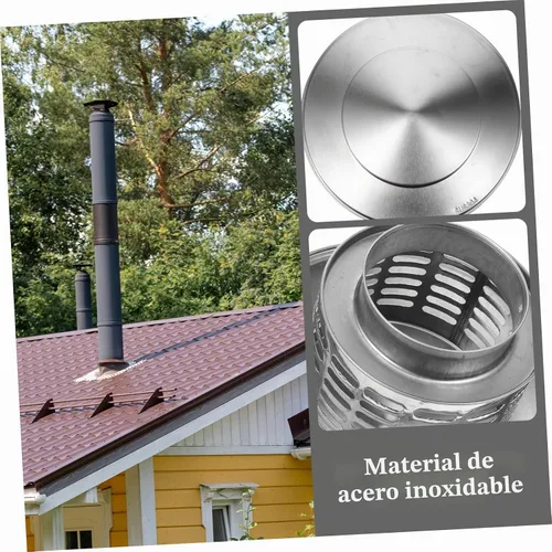 Vista 9 de Cabilock Sombrero de chimenea Cubierta de ventilación de chimenea Tapa de chimenea de acero inoxidable Tapa de chimenea Protector de puerta Cubierta