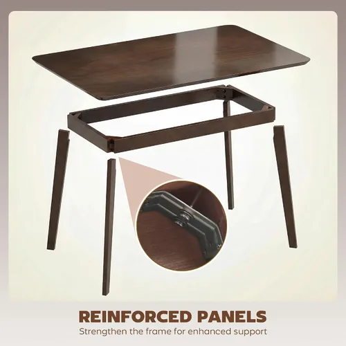 Vista 8 de HOMCOM Mesa de comedor moderna de mediados de siglo de 47 pulgadas para 4, mesa de cocina rectangular con acabado de grano de madera, patas cónicas