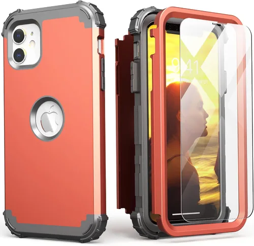 Vista 36 de IDweel Funda para iPhone 11 con Protector de Pantalla de Vidrio Templado, Híbrida 3 en 1 Resistente a Golpes Delgada de Protección Resistente