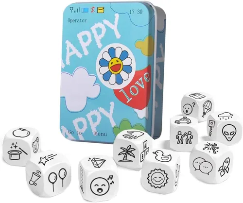 Vista 2 de DIY Happy Story Dice 9 Cubos Juguetes 54 Imágenes Imágenes Imágenes Ilimitadas Historias Combinaciones Juego icónico de narración de historias Juego