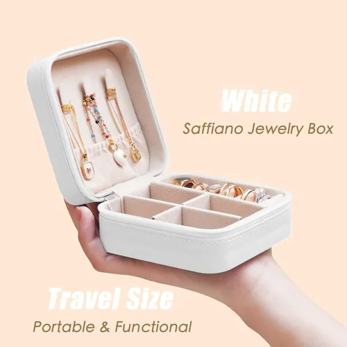 Vista 2 de BeBeGee Joyero de viaje, mini organizador de viaje portátil, pequeñas cajas de joyería para mujeres, regalos de dama de honor y accesorios