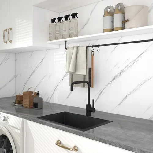 Vista 6 de LaCheery Paneles de Pared de Mármol Blanco Despegar y Pegar Papel Tapiz de Mármol para Dormitorio Panel de Pared de TV Decoración Sala de Estar