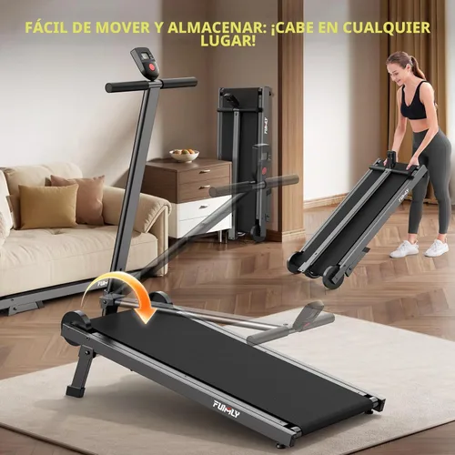 Vista 6 de ANCHEER Cinta de correr con barra de asa, almohadilla plegable de 3.0 HP con 12% de inclinación, capacidad de 320 libras, cintas de correr plegables