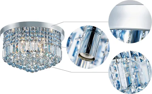 Vista 4 de Saint Mossi - Lámpara de araña de cristal K9 moderna de 9 luces, montaje empotrado, perfecto para comedor, baño, dormitorio, base de bombilla E12