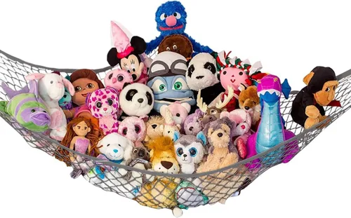 Vista 22 de Hamaca para animales de peluche, grande, almacenamiento de animales de peluche en esquina y red de peluche, hamaca de juguete para animales