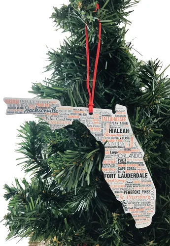 Vista 2 de Decoración de árbol de madera con adorno navideño de Florida