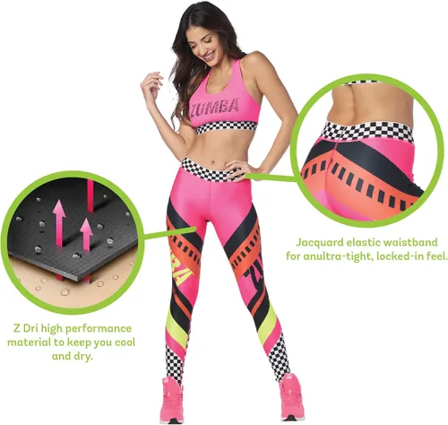 Vista 3 de ZUMBA Leggings de cintura ancha jacquard para entrenamiento de danza para mujer