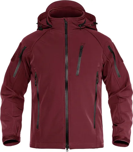 Vista 10 de TACVASEN Chaqueta con capucha Softshell Tactical impermeable con forro Negro