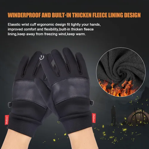 Vista 2 de Guantes de invierno SkyGenius, guantes de ciclismo, motociclismo, resistentes al viento, guantes delgados para actividades al aire libre