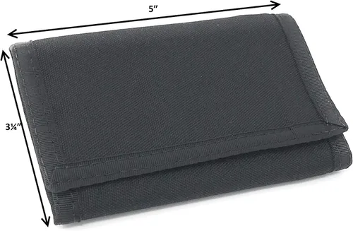 Vista 2 de Cartera de cambio de repuesto, con cremallera, bolsillo para monedas, resistente, fabricada en EE. UU, Negro