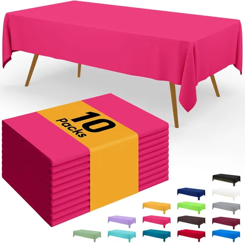 Vista 137 de Smiry - Juego de 6 manteles desechables, 54 x 78 pulgadas, manteles impermeables rectangulares para fiestas, cubierta de mesa de plástico