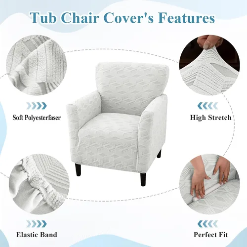 Vista 2 de LiveGo Fundas elásticas para sillón de banquete, funda de jacquard suave con brazos, fundas para sillón, protector de muebles, lavable a máquina