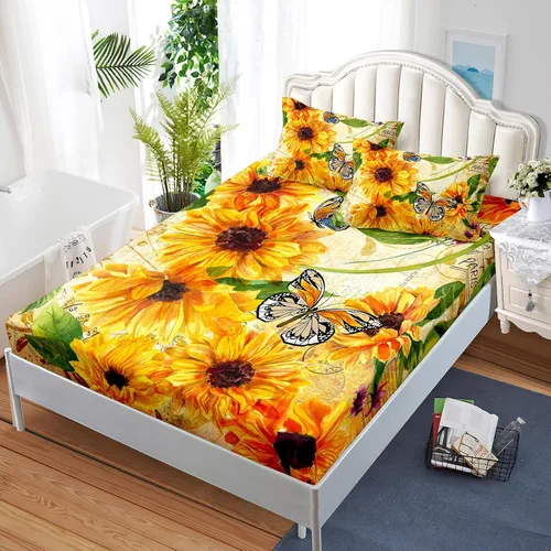 Vista 23 de Nttopship Sábanas y fundas de almohada florales bohemias, sábana bajera ajustable de microfibra suave, bolsillos profundos, decoración