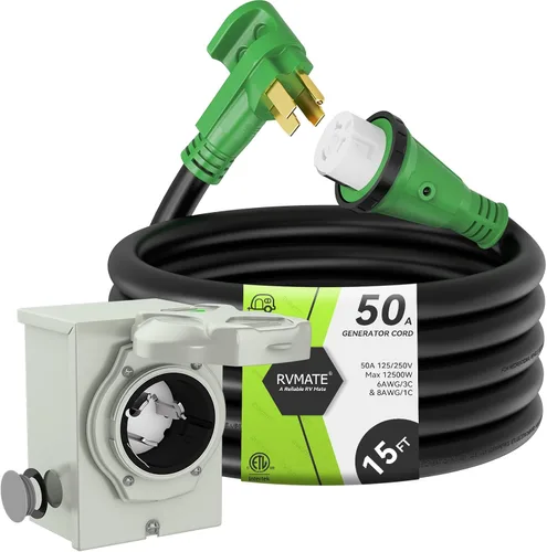 Vista 9 de RVMATE Cable de extensión para generador de 3 clavijas y 30 amperios, 10 pies, NEMA L5-30P/L5-30R 125V SJTW Jacket