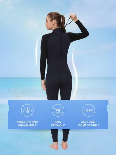 Vista 5 de FLEXEL Traje de neopreno de cuerpo completo de una pieza para mujeres y hombres de 0.118 in, 3/0.079 in, 5/0.157 in, trajes de baño térmicos en agua