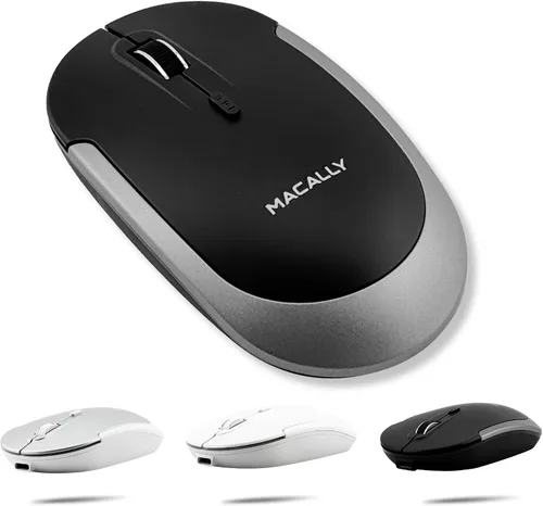 Vista 8 de Macally Mouse Bluetooth Inalámbrico para Mac, MacBook Pro/Air, iPad y PC - Cómodo y Silencioso Mouse Apple Inalámbrico Compatible - Plata