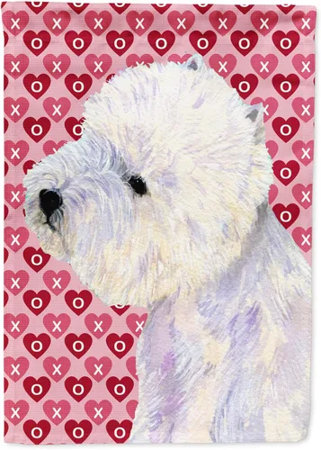 Vista 272 de Caroline's Treasures SS4484GF Bandera de jardín con diseño de bulldog inglés y corazones para el Día de San Valentín, bandera decorativa para patio