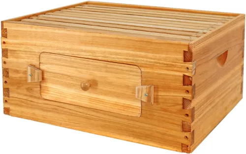 Vista 8 de BeeCastle Colmena Langstroth de 10 marcos con ventanas, colmena de abejas recubierta con cera de abejas para principiantes con marcos de colmena