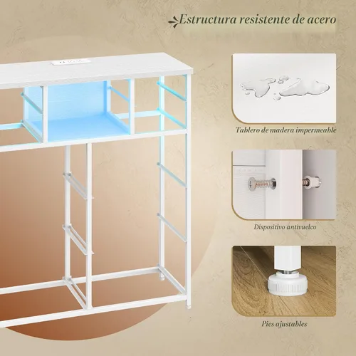 Vista 7 de DurayLoly Cómoda blanca para dormitorio con estación de carga y LED, 10 Blanco