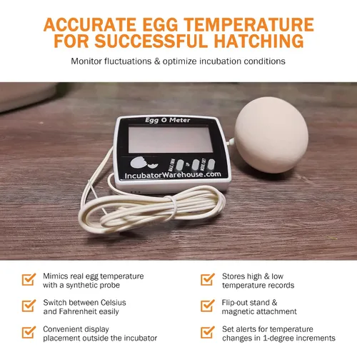 Vista 5 de Egg-O-Meter™ - Termómetro de huevo con pantalla digital grande con memoria mínima/máxima - Termómetro digital con sensor de temperatura