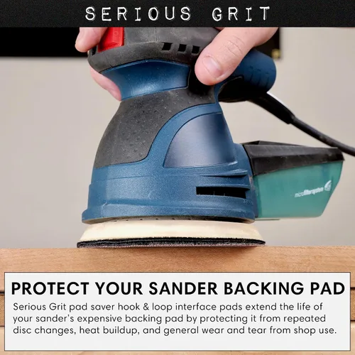 Vista 5 de Serious Grit - Protector de almohadilla de 5 pulgadas (4.921 in) para lijadoras de gancho y bucle - Protege la almohadilla de respaldo y mejora