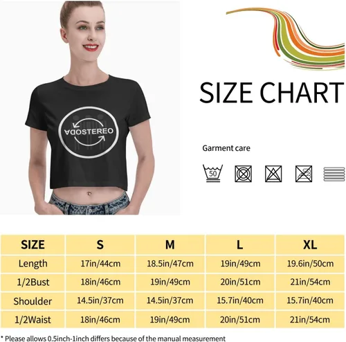 Vista 6 de Soda Stereo Logo Crop Top Female Casual Round Neck Short Sleeve Leak Navel Clothes