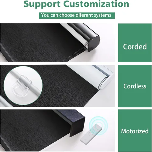 Vista 6 de Tonature Persianas enrollables sin cordones 100 % opacas con patrón de jacquard, protección UV, aislamiento térmico, persianas enrollables