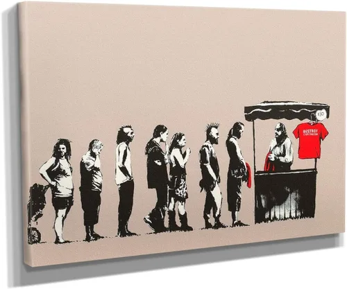 Vista 4 de Arte en lienzo de Banksy para pared, decoración del hogar, lienzo pre-estirado - varios tamaños