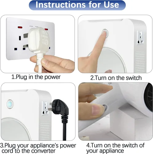 Vista 6 de MYOYAY Convertidor de voltaje elevador de 2000 W de 110 V a 220 V, transformador de potencia resistente con protección de disyuntores, convertidor