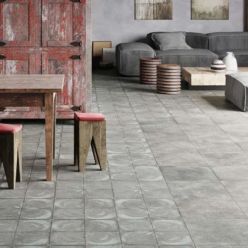 Vista 3 de Merola Tile Kings Vendome Gris 17-3/4" x 17-3/4" - Azulejo de porcelana para piso y pared