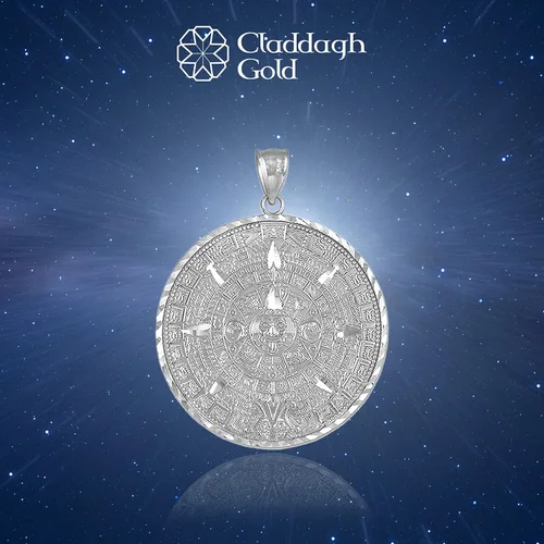 Vista 5 de .925 Sterling Silver Round Aztec Mayan Calendar Charm Pendant - Choice of Pendant