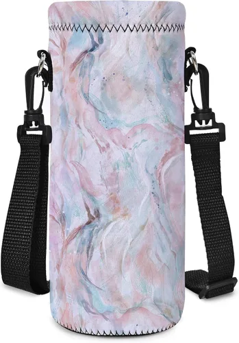 Vista 20 de RICHEN Bolsa de neopreno para botella de agua con correa ajustable para el hombro, cubierta aislada para botellas de acero inoxidable/vidrio/plástico
