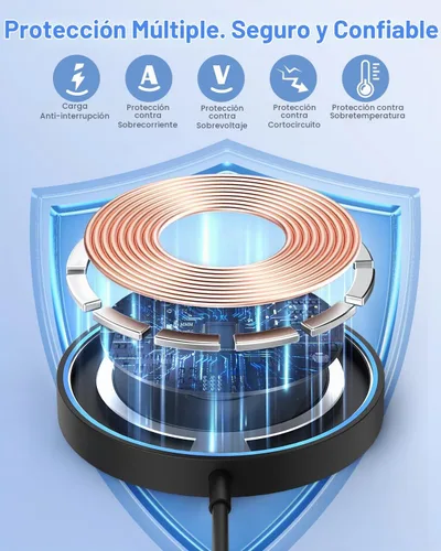 Vista 5 de Cargador Inalámbrico Magnético Mag Safe Almohadilla de Carga Compatible con iPhone 17/17 Pro Max/iPhone Air/16/15/15 Plus/14/13/12 Series, Cargador