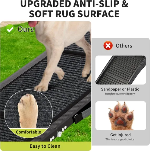 Vista 3 de Collapsible Dog Ramp for Car, SUV & Truck – Portable Non-Slip Wide Pet Stairs, Extra Wide Anti-Slip Surface, Supports Large Dogs up to 250 lbs, Easy