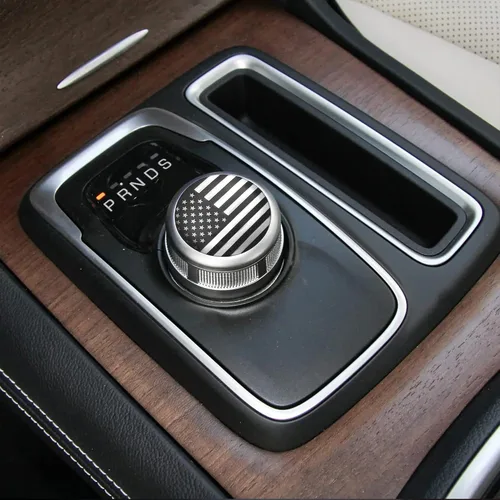 Vista 6 de Zhizhong Placa de Adorno del Selector de Dial Grabada con Emblema de Bandera Americana, Cubierta de Perilla del Interruptor de Cambios Compatible