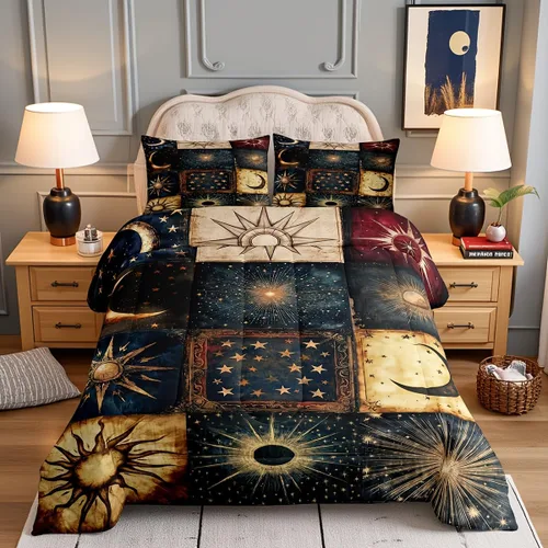 Vista 25 de Manfei Juego de edredón de calavera de azúcar para niños, juego de ropa de cama con temática de calaveras de Halloween, ropa de cama de estilo Azul