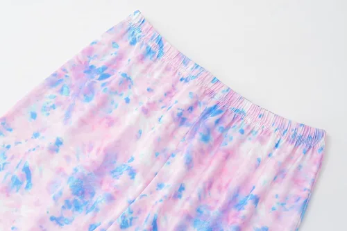 Vista 6 de CYCHELRY Pijamas de verano para niñas, lindas pijamas de mariposa moradas, pijamas de manga corta para niños, conjunto de pijamas para niños