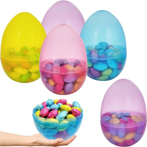 Vista 9 de The Dreidel Company Huevos de Pascua translúcidos masivos de 8 pulgadas (paquete de 4) huevos de Pascua coloridos y brillantes, perfectos