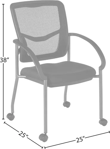 Vista 3 de Office Star ProGrid Silla apilable de lujo para visitantes con respaldo transpirable y asiento de soporte lumbar acolchado, con ruedas rodantes