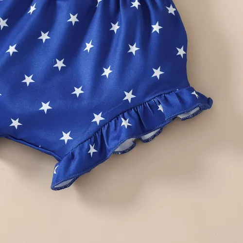 Vista 32 de Conjunto de camiseta y pantalones cortos para bebé niña del 4 de julio, camiseta y pantalones cortos para el Día de los Caídos